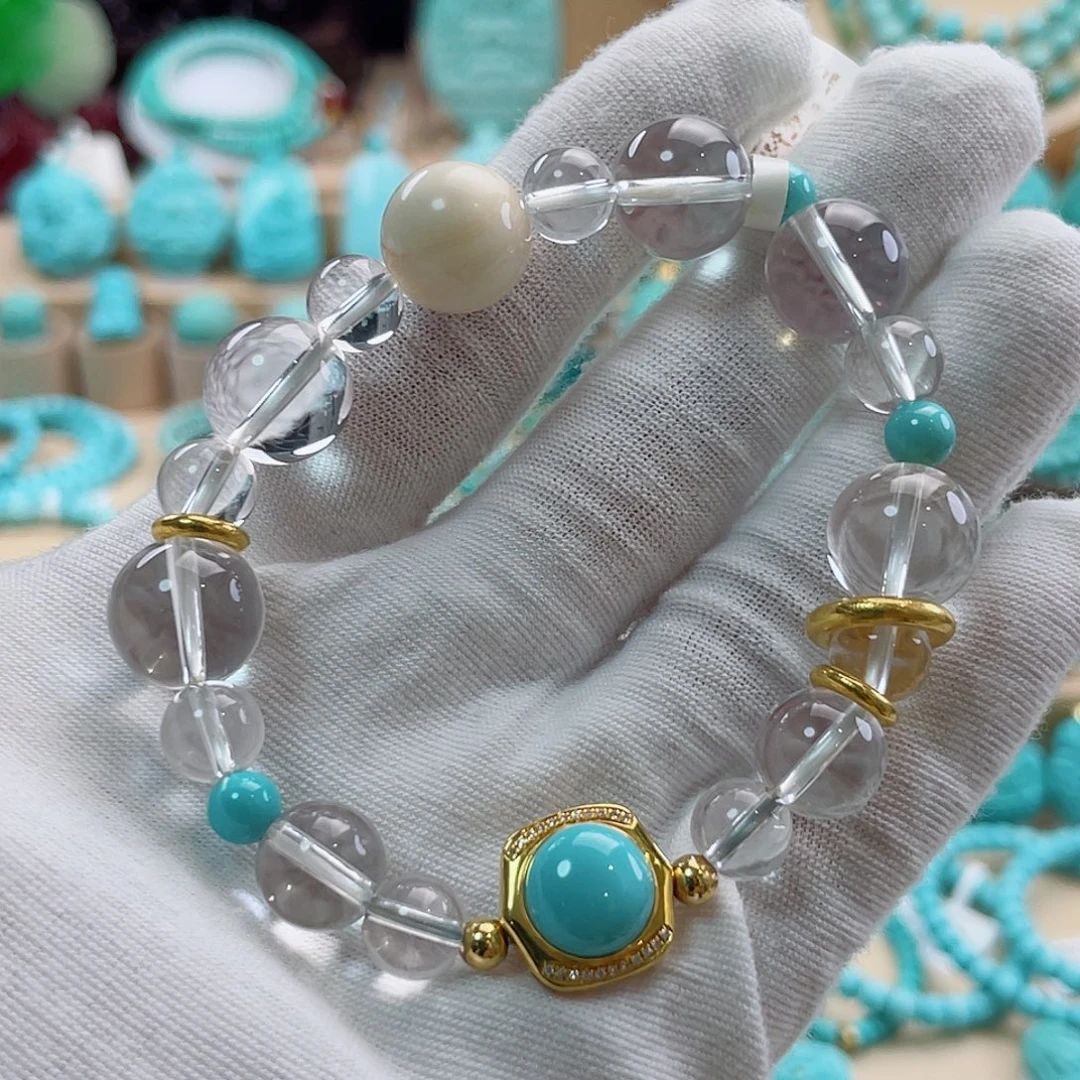 绿松石18K金镶嵌珠宝奇石