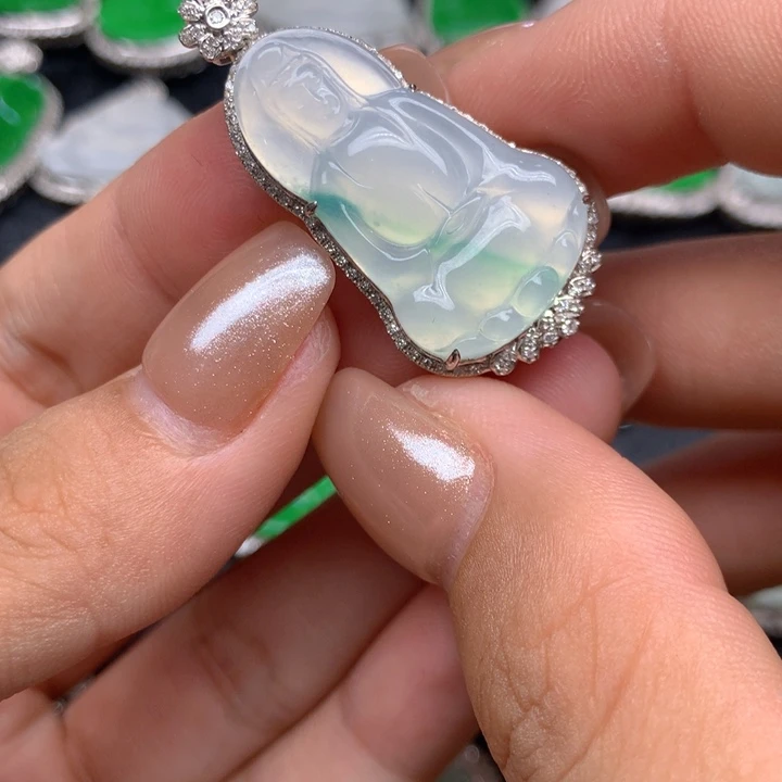 翡翠18K金镶嵌吊坠(不含链)