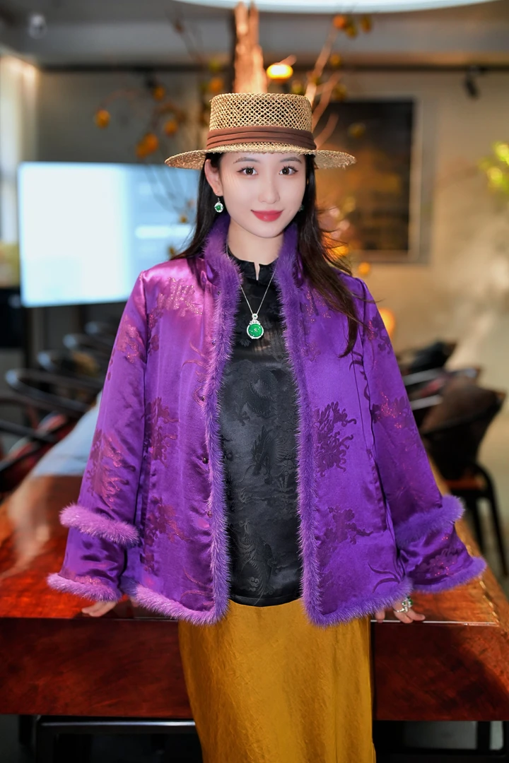 蓝大【星河​​转​】新中式桑蚕丝加绵外套5574
