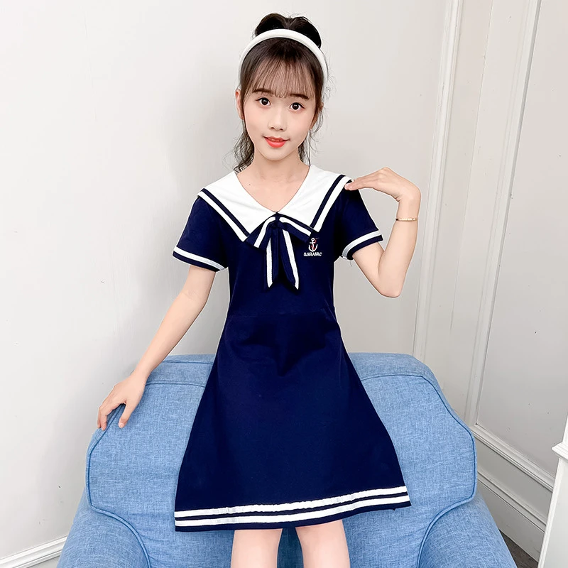 女童夏装连衣裙学院风儿童时尚裙子夏款新款中大童女孩洋气公主裙