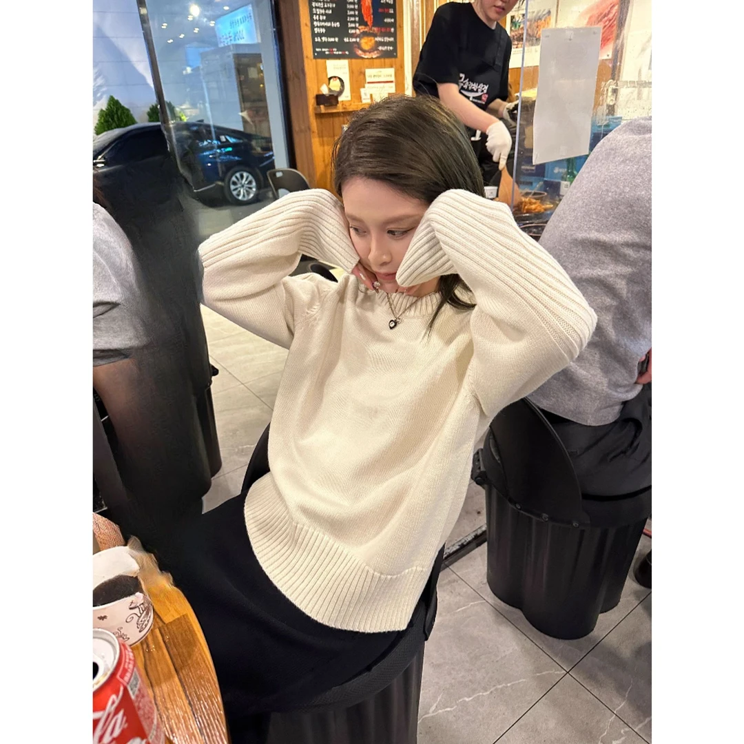 【加厚北极绒重磅500+】慵懒风宽松毛衣女高级感内搭针织衫上衣