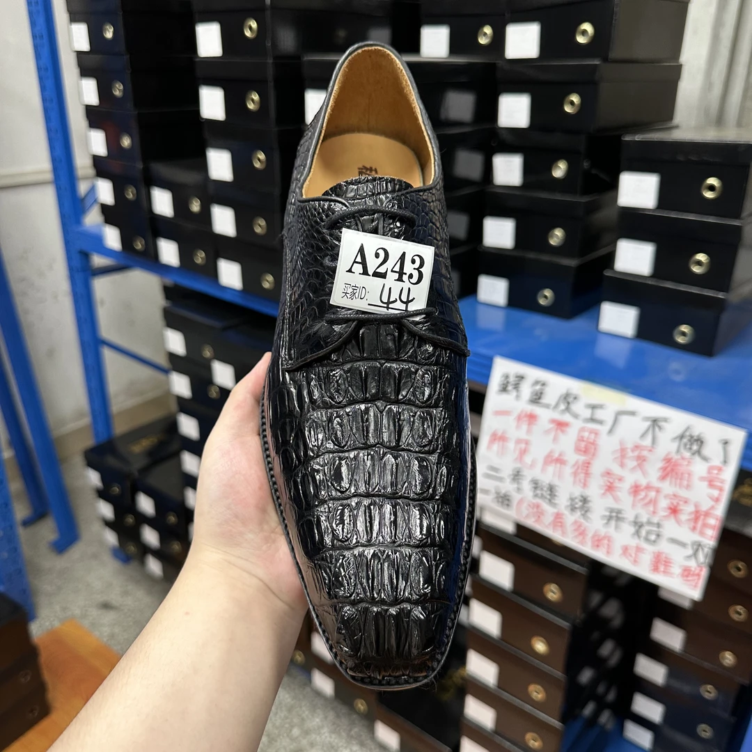 A243所见所得44断码皮鞋码鳄鱼骨皮全鳄鱼皮孤品尾货瑕疵特价清
