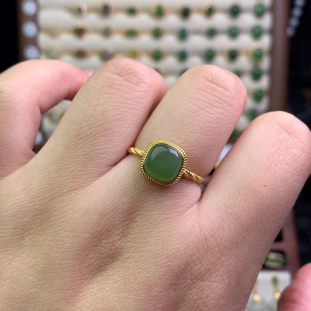 和田玉银S925镶嵌戒指