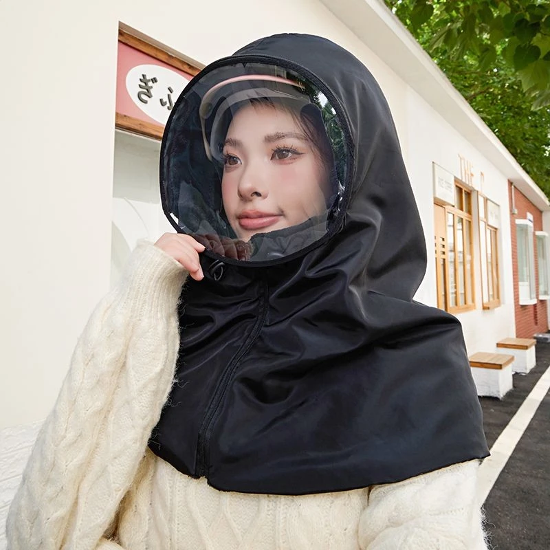 乌市发货新疆包邮骑车帽子女秋冬季户外防风保暖头盔套头帽防水加