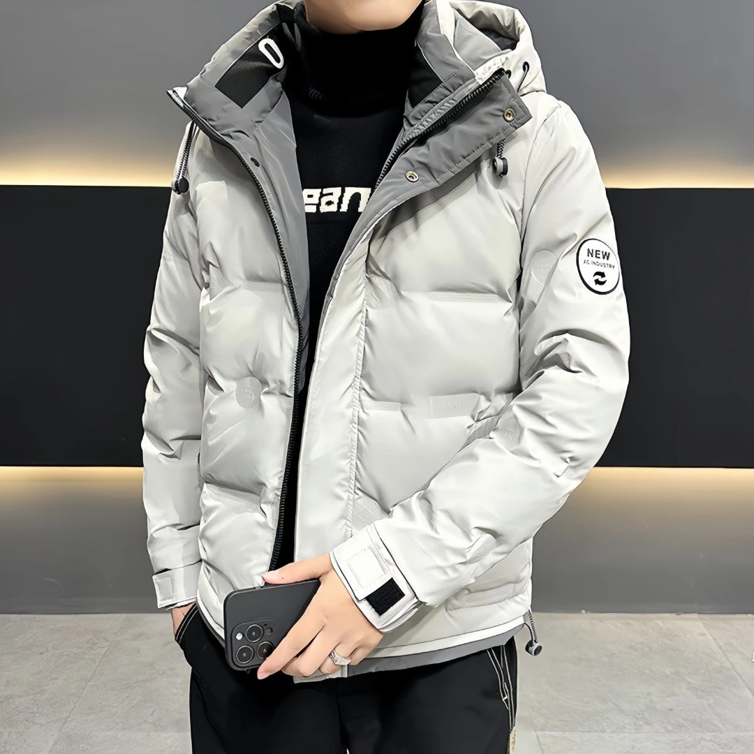 防寒服男士秋冬季新款修身休闲保暖加厚连帽帅气短款时尚潮流外套