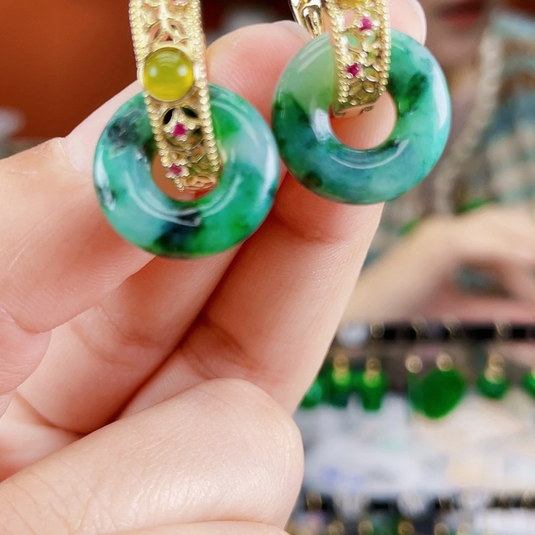 翡翠未镶嵌耳饰饰品