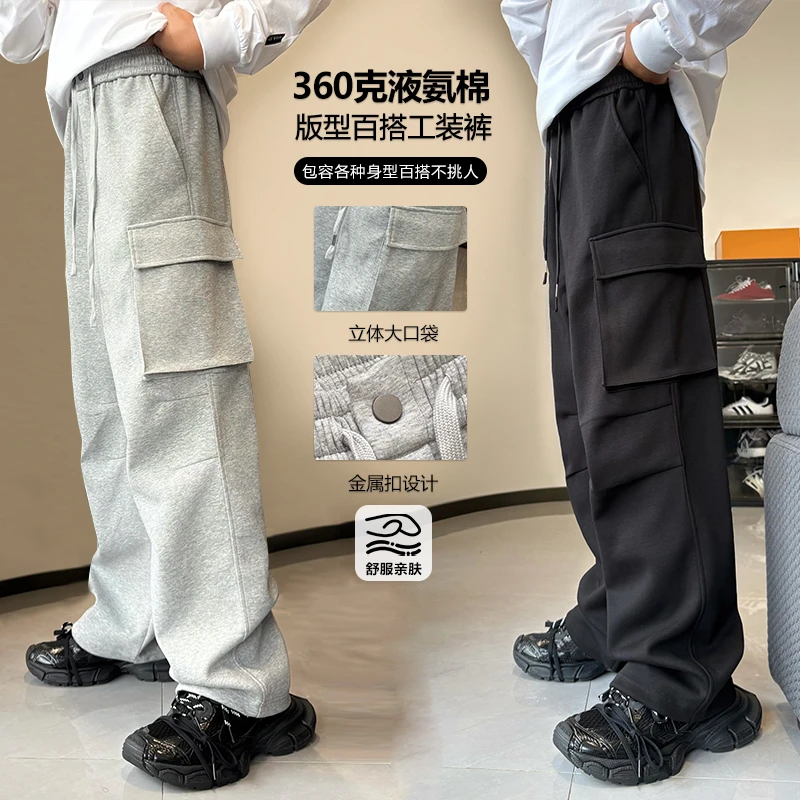 K3020小赖家青少年工装裤男孩夏季薄款潮牌拉链长裤潮