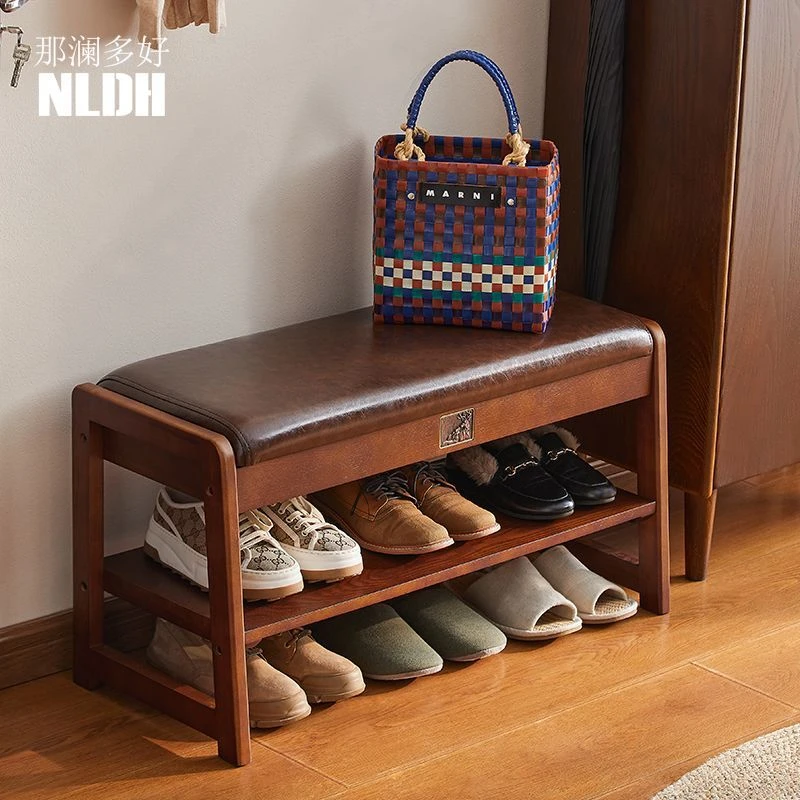 那澜多好实木入户门换鞋凳轻奢鞋柜坐凳一体家用储物长条收纳凳