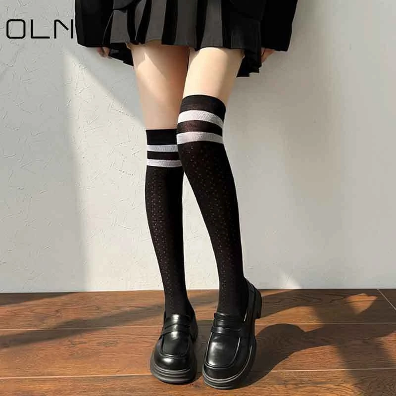 压力小腿袜黑色微压塑形瘦腿袜女春秋过膝JK夏季白色中筒长筒袜子