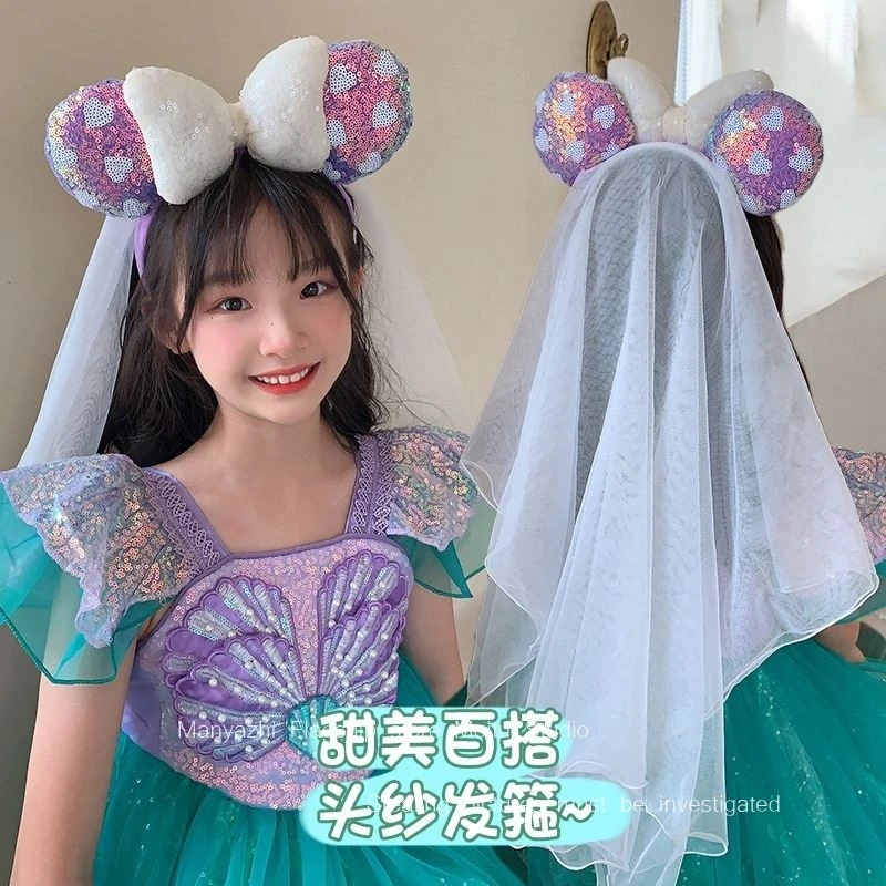 卡通儿童适用迪士尼发款箍可爱米妮米奇发箍游玩迪斯尼头箍女头纱