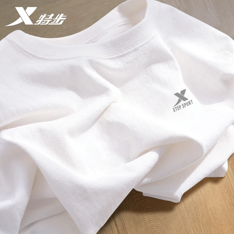特步冬季短袖t恤男冰丝透气健身运动速干衣白色体恤半袖官方旗舰