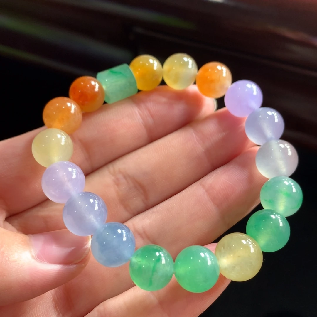 未镶嵌手链翡翠翡翠冰底艳彩糖果色卡9.70～11+