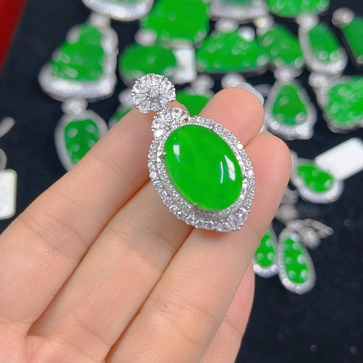 翡翠银S925镶嵌吊坠(不含链)