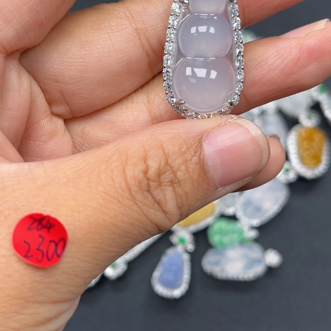 翡翠银S925镶嵌吊坠(不含链)