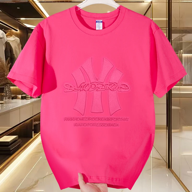 2025夏季男女新款立体【钢印NY+皮标】字母休闲T恤A5842