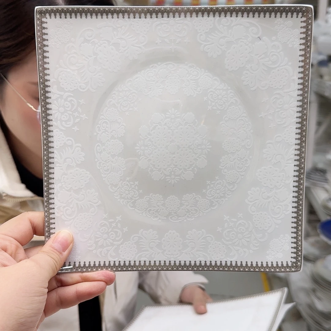 骨瓷高骨瓷8英寸方盘20cm一个外贸骨瓷