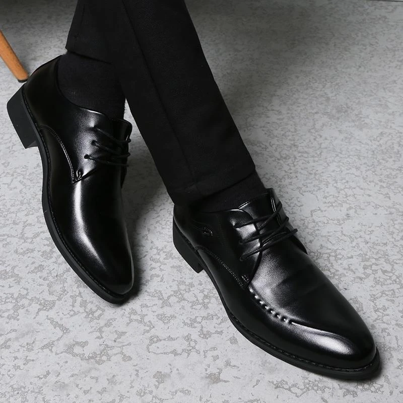 【香港DcSU&Shoes官方正品】高6cm透气潮流韩版尖头系带小皮鞋子