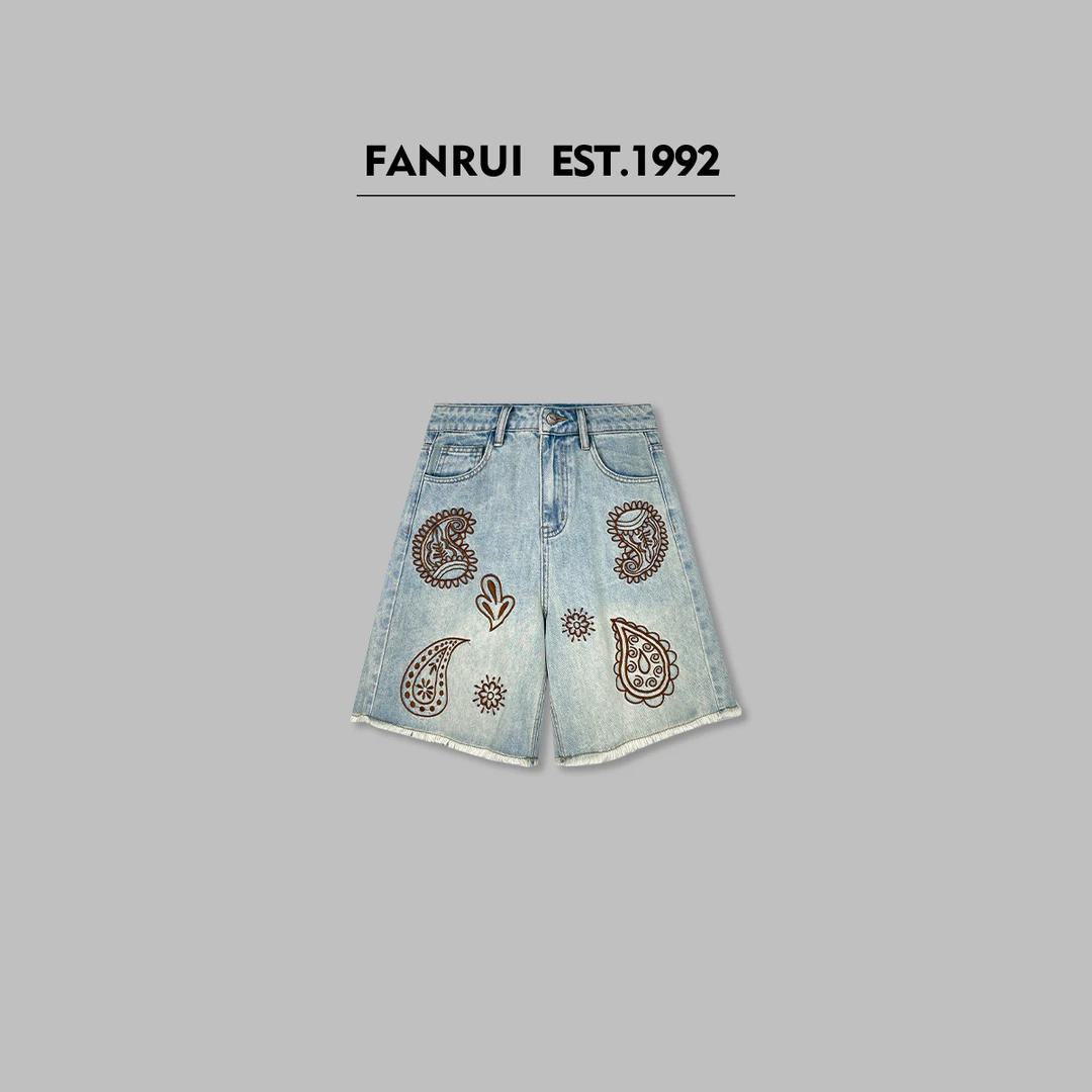 FANRUI/泛芮「米兰际遇」潮流复古休闲百搭新款五分牛仔裤女B16114
