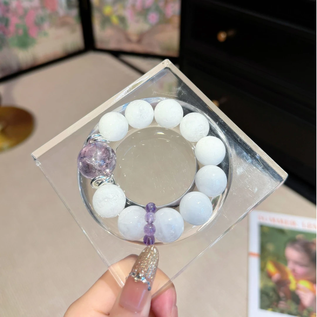 【冰冻大葡萄】天然白幽灵+紫阿塞+紫晶跑环水晶手串 多样性发一