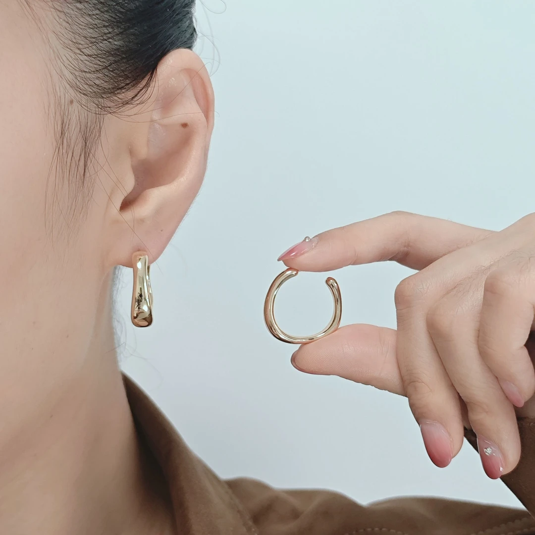 铜合金耳饰 LANSY【澜西·金属素圈】S925银针时尚个性耳环轻奢耳圈