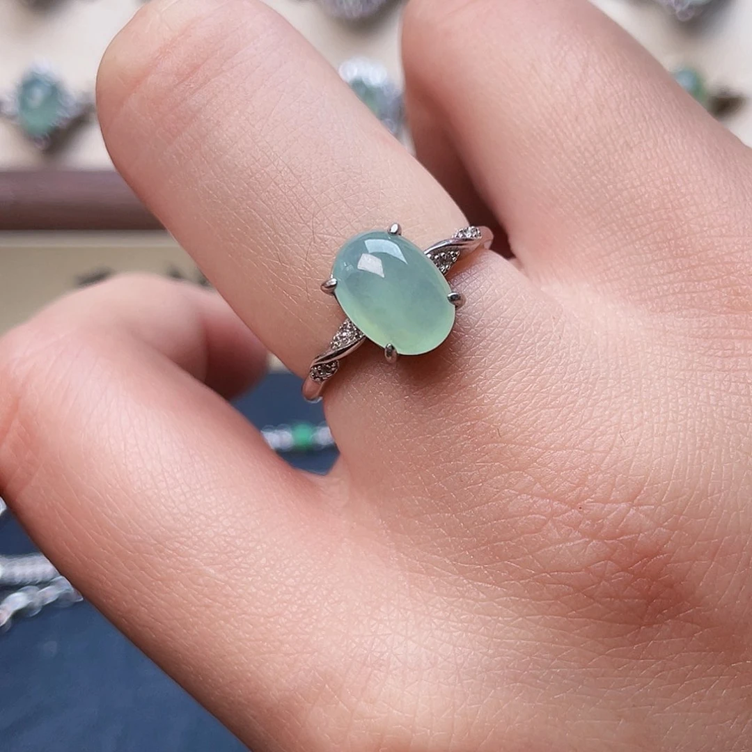 翡翠戒指银S925镶嵌戒指