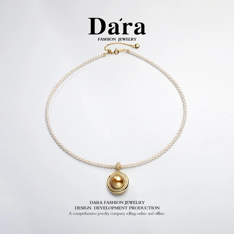 DARA/戴拉【柳总来了】S925银海水金珠12-13mm万能扣珍珠项链YX6972