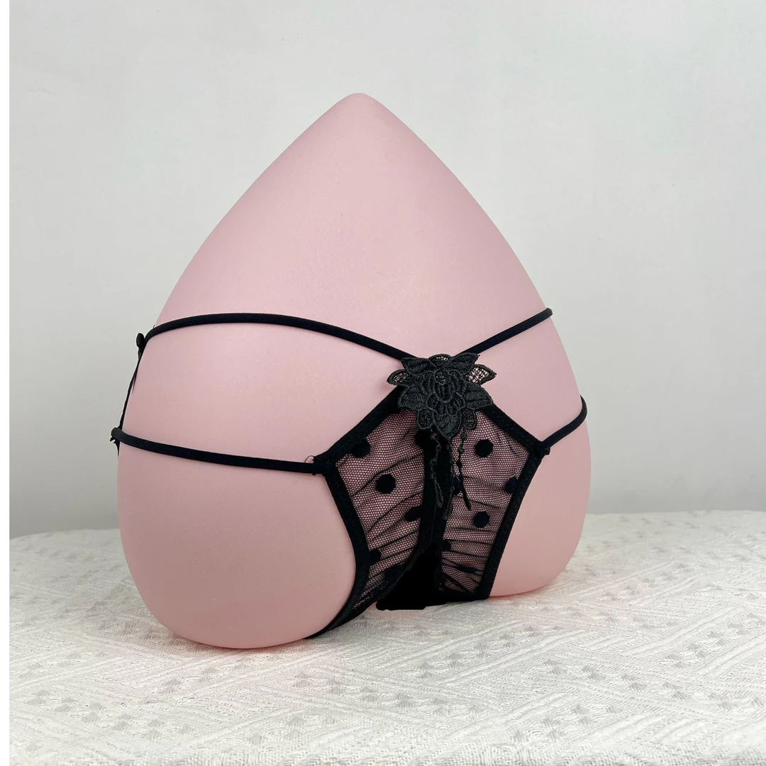 性感波点蕾丝蝴蝶结大码内裤