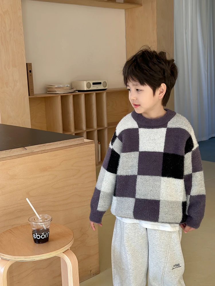 【现货】冬款男童加厚针织包芯纱卡通绣花时尚毛衣24B151