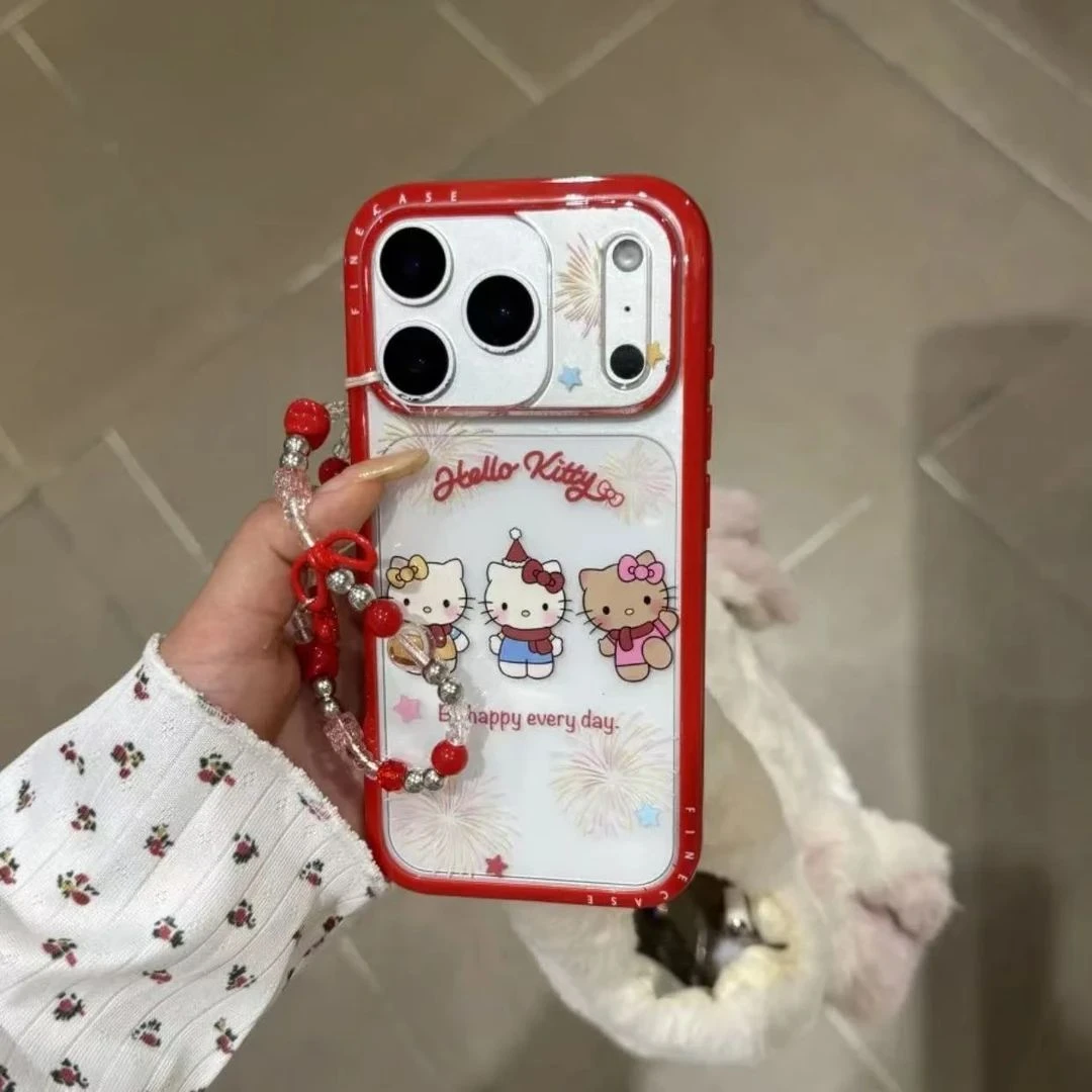 红边卡通烟花Kitty适用iPhone17promax手机壳苹果16Pro少女15/14