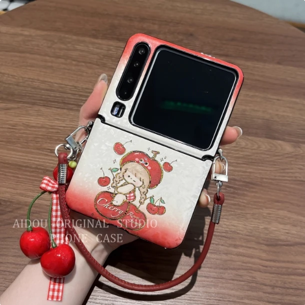 樱桃女孩中轴保护适用华为purax手机壳新款pocket2折叠屏荣耀flip