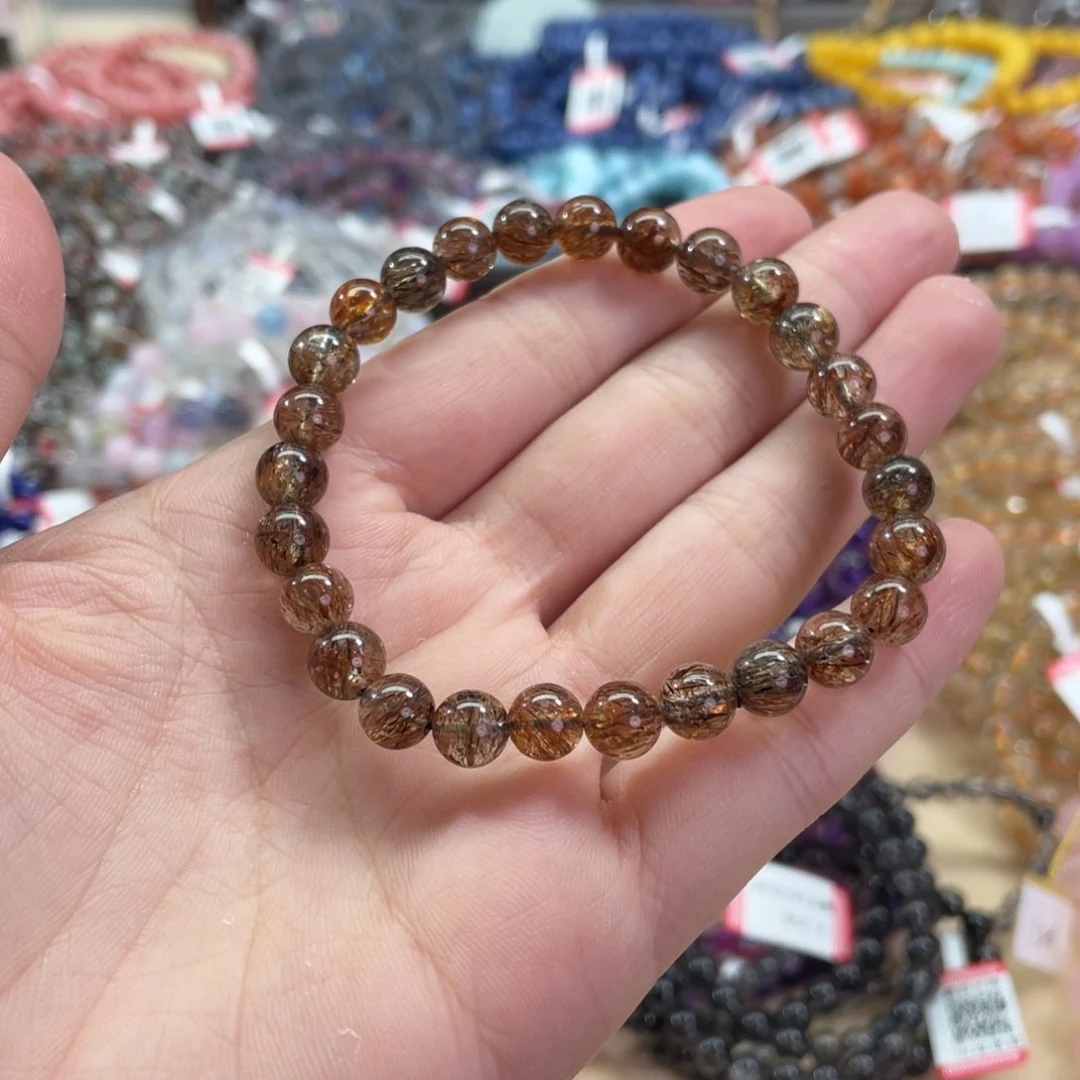 水晶手链未镶嵌黑金超七7mm+