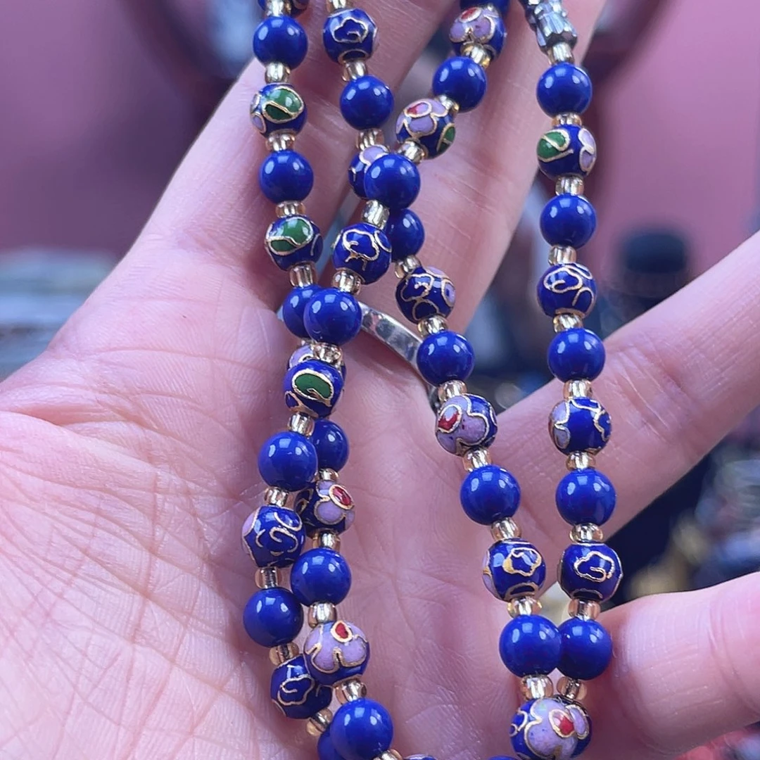 景泰蓝工艺0.6项链 宝蓝色