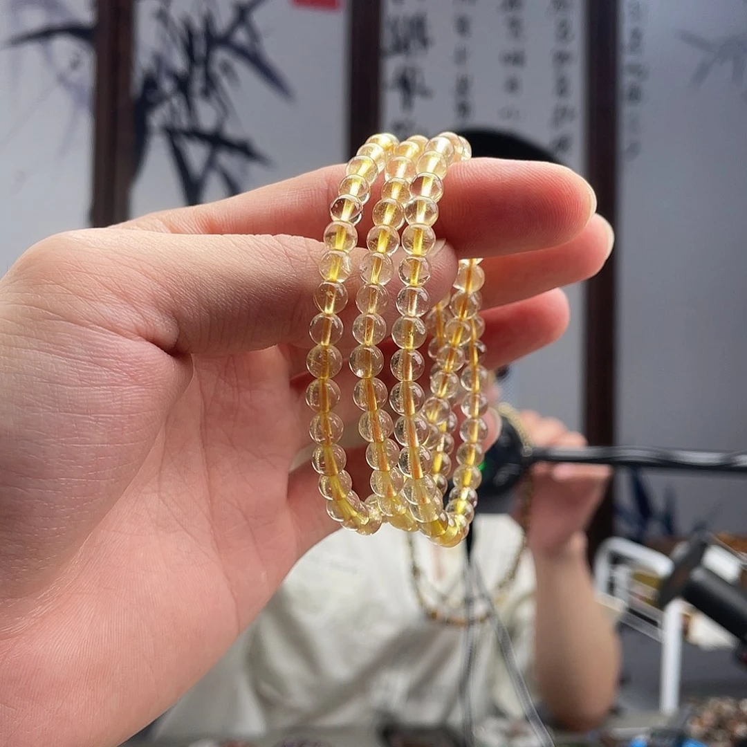 水晶手链未镶嵌金发晶三圈5-6