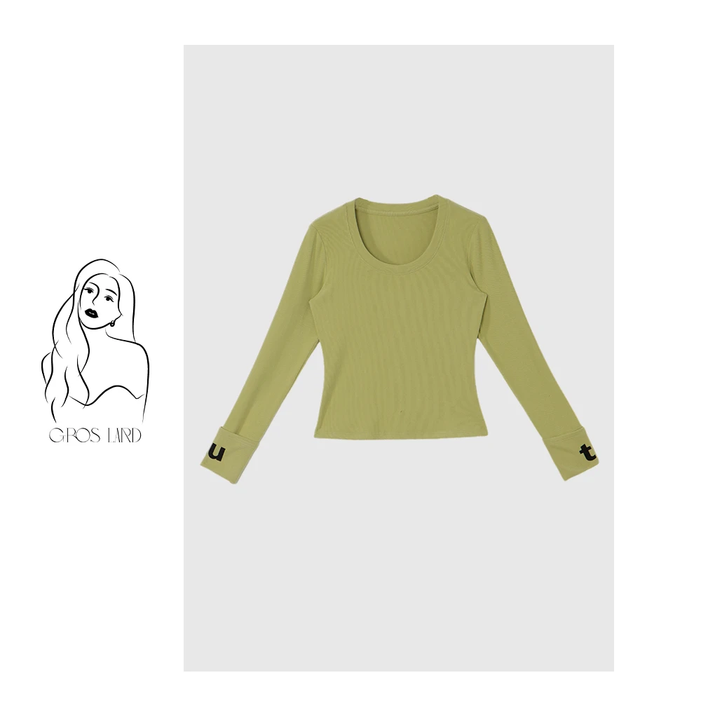 多肉宝贝【双面带绒的螺纹棉】U领修身显瘦打底衫女7B3171