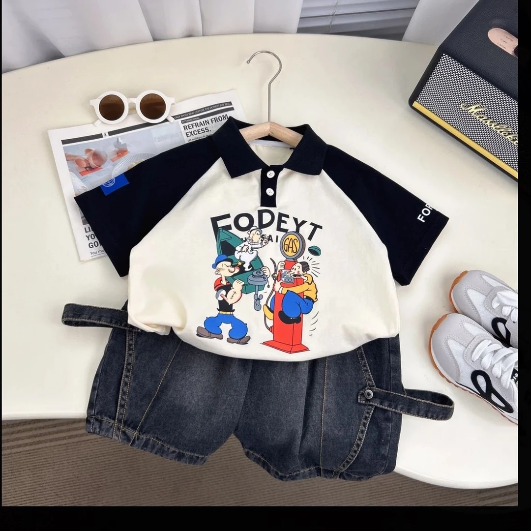 2025男童新款套装儿童polo衫时尚短袖夏季潮流穿搭百搭短裤两件套