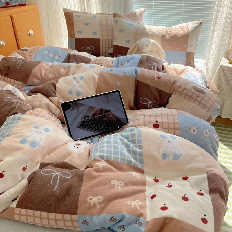 【暖冬首选】超暖和 可爱加厚卡通牛奶绒四件套双面牛奶绒防静电
