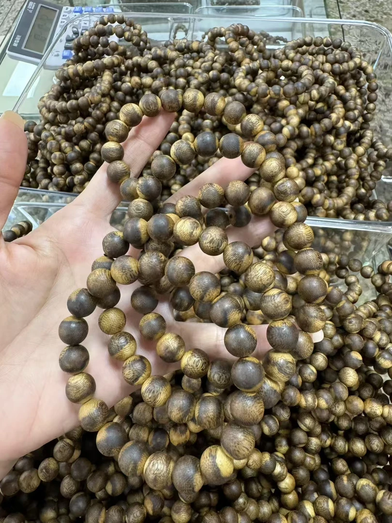 虎斑棋沉香沉香木单圈手串老料留香带花果蜜香一级电白沉香