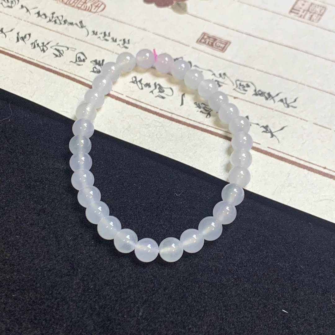 【琪宝臻选】冰白月光手串 卡5.8-6mm 天然缅甸翡翠A货 95折