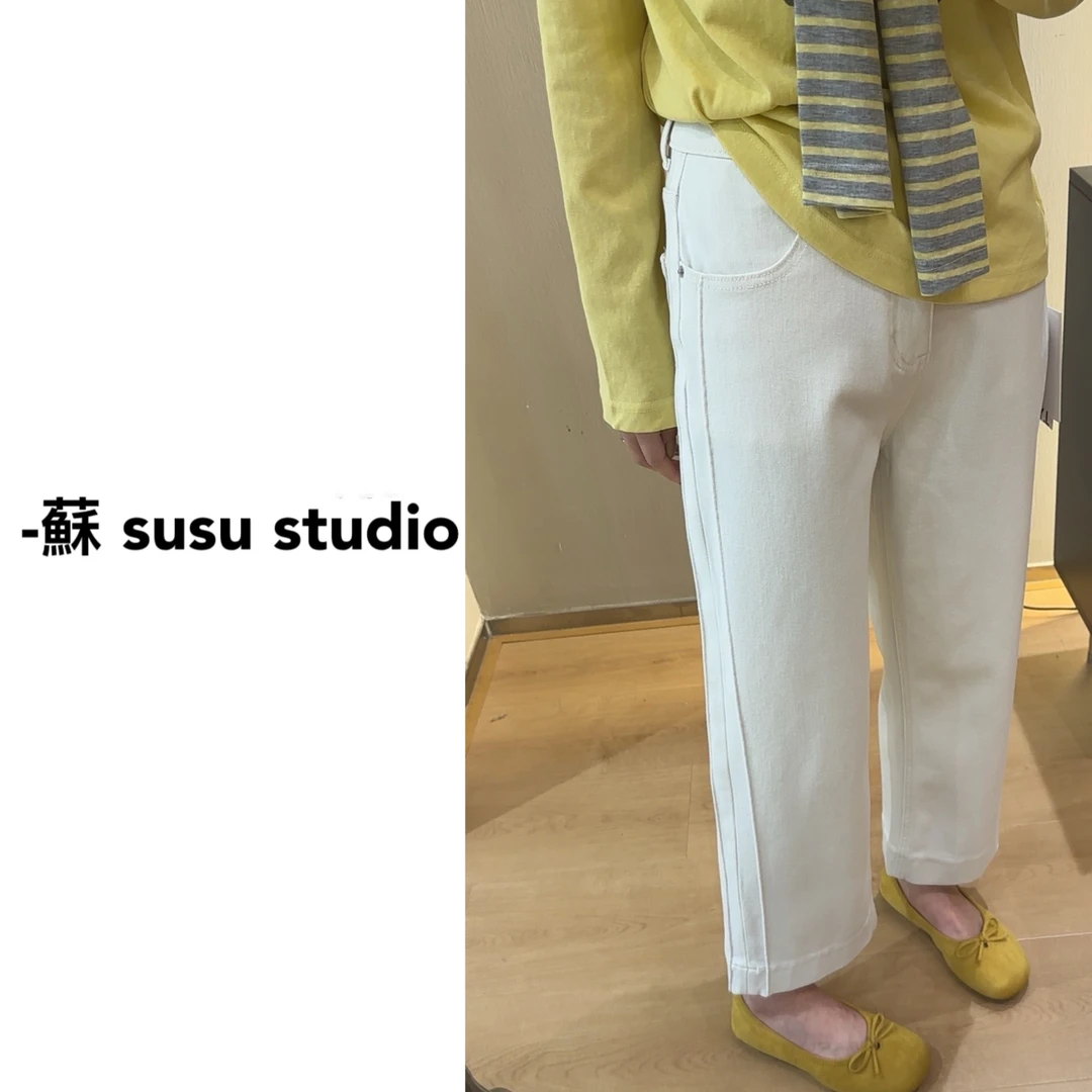 2025新款宽松休闲九分白色牛仔裤女洋气百搭显瘦直筒裤