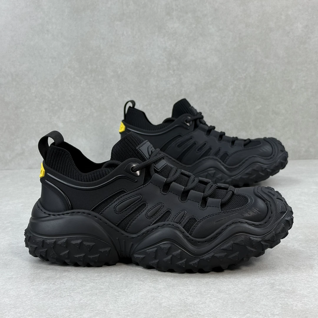 okkdey男鞋轻便小众轮胎底老爹鞋户外休闲鞋透气飞织鞋真皮运动潮