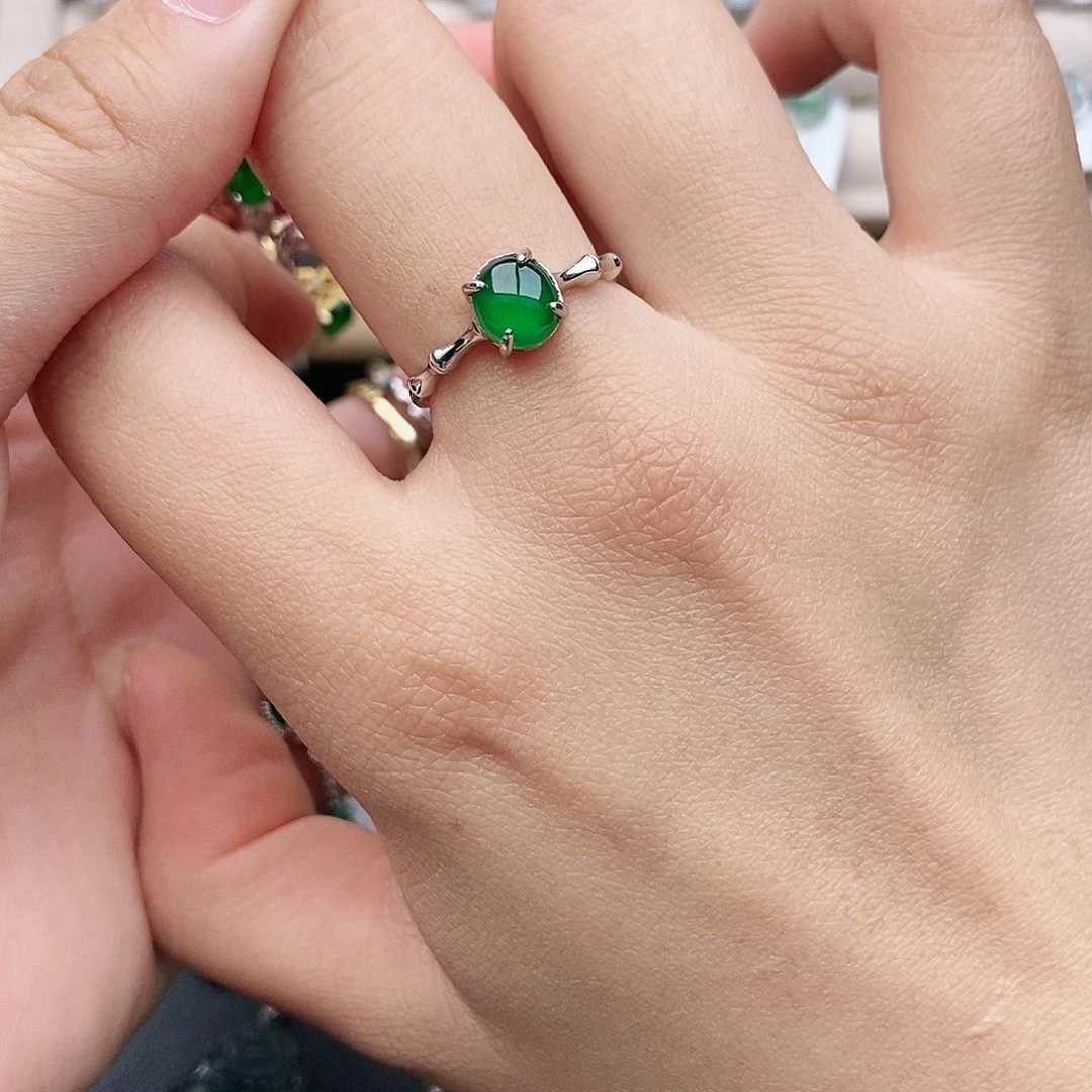 翡翠银S925镶嵌戒指