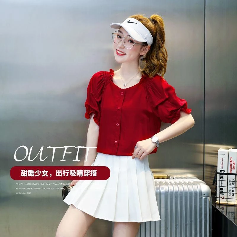 COS MOCO UR一字肩上衣女短袖雪纺衫2025夏季新款时尚气质潮流