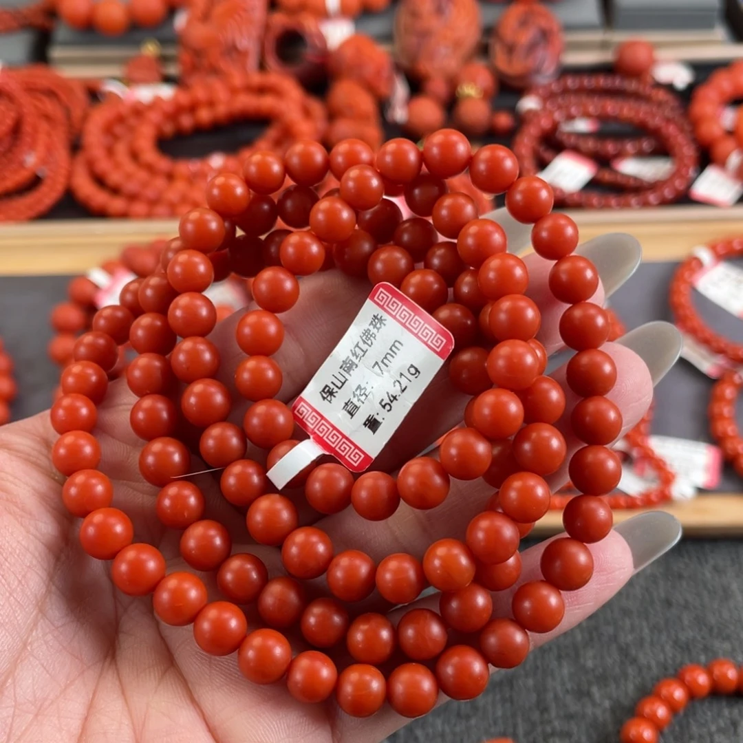 王***林南红玛瑙未镶嵌手链保山南红多圈