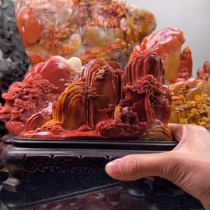 寿山石万里江山图