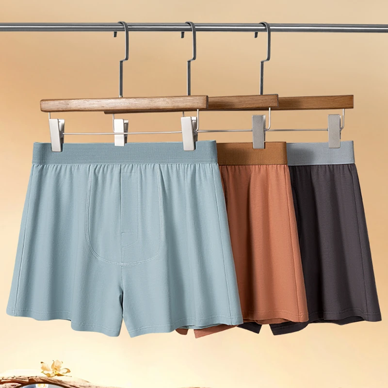 新款阿罗裤纯棉男士内青年宽松大码四角裤头舒适居家平角短裤衩潮