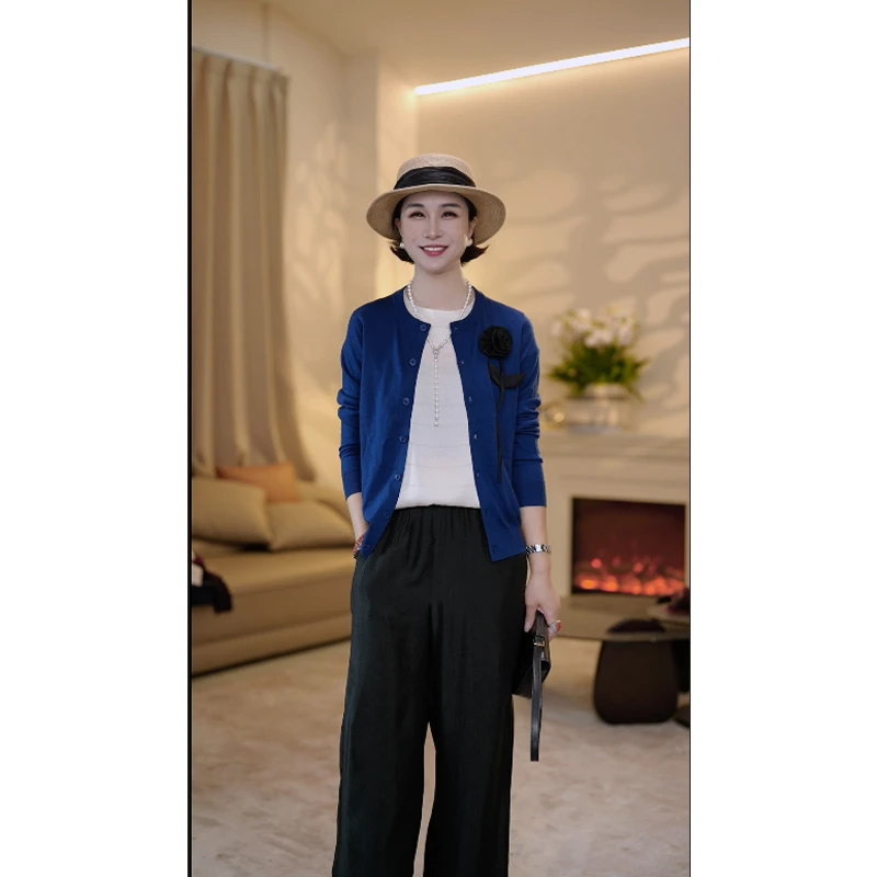 【赞妈甄选】新款玫瑰花时尚羊毛开衫ZM1858N