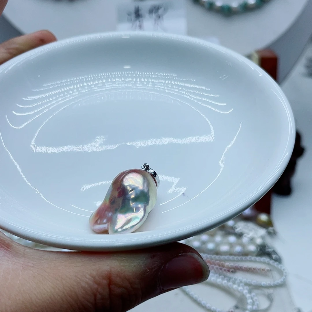 颈饰银S925镶嵌淡水珍珠财****美