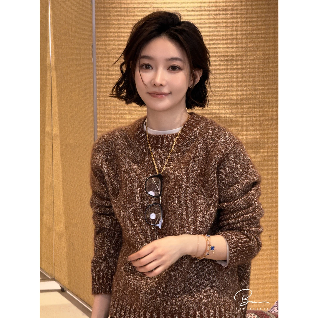 TXB "S+小金豆"100山羊绒进口纱双面绒银线舒适轻奢针织衫XB-7901