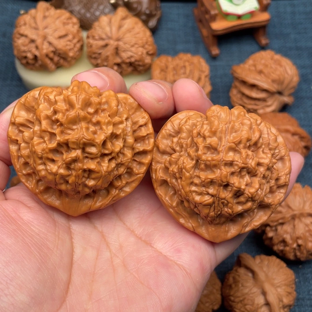 把件文玩核桃52毕业桃心麒麟纹官帽全品