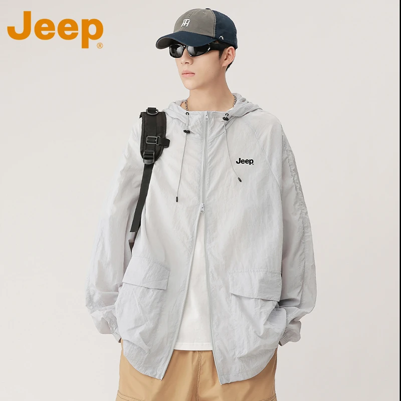 JEEP吉普防晒衣男士夏季新款薄款防紫外线皮肤衣冰丝运动防晒服男